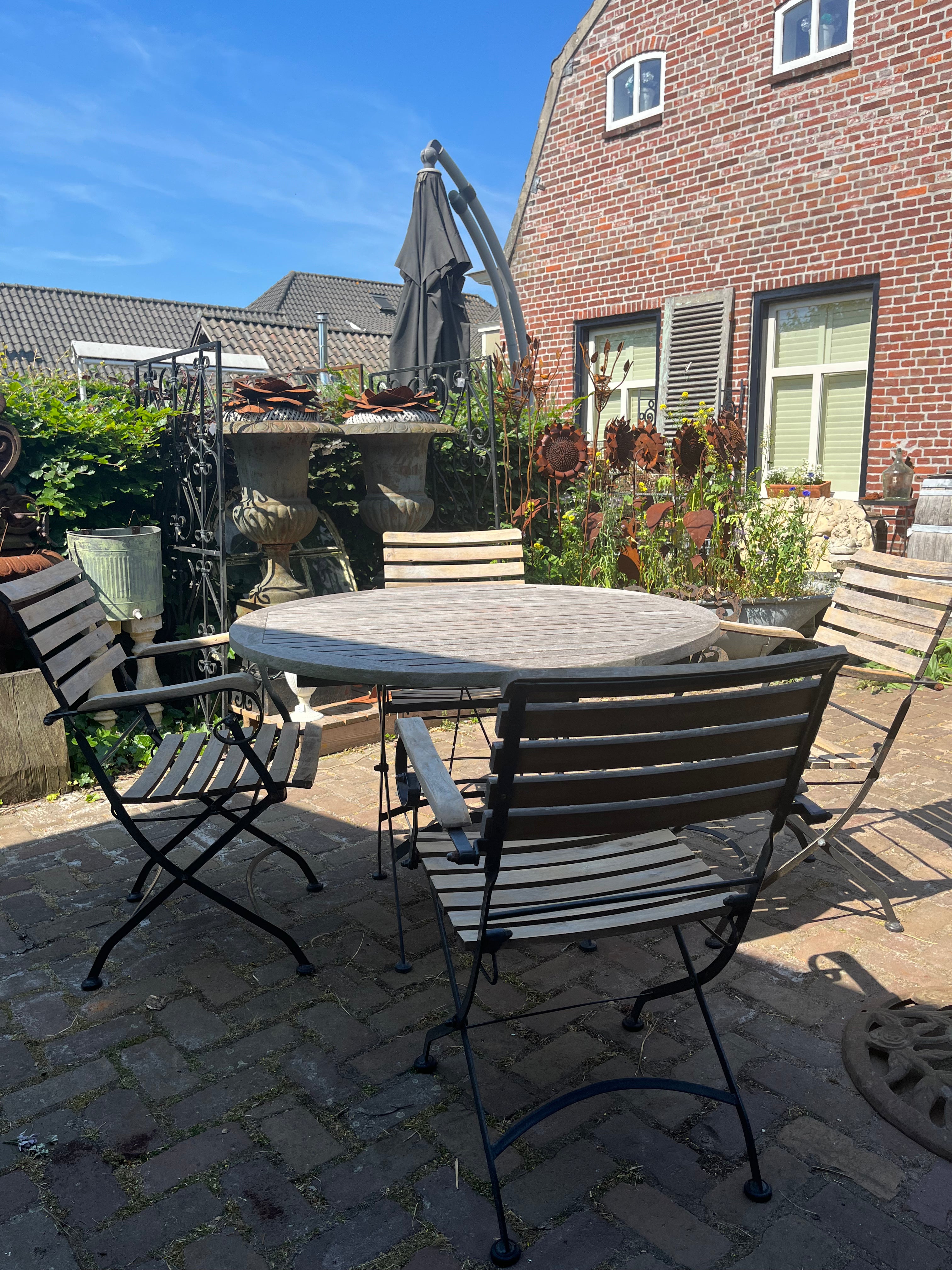 Tuinset inklapbaar tafel met 4 stoelen - Brocante bij Ingie