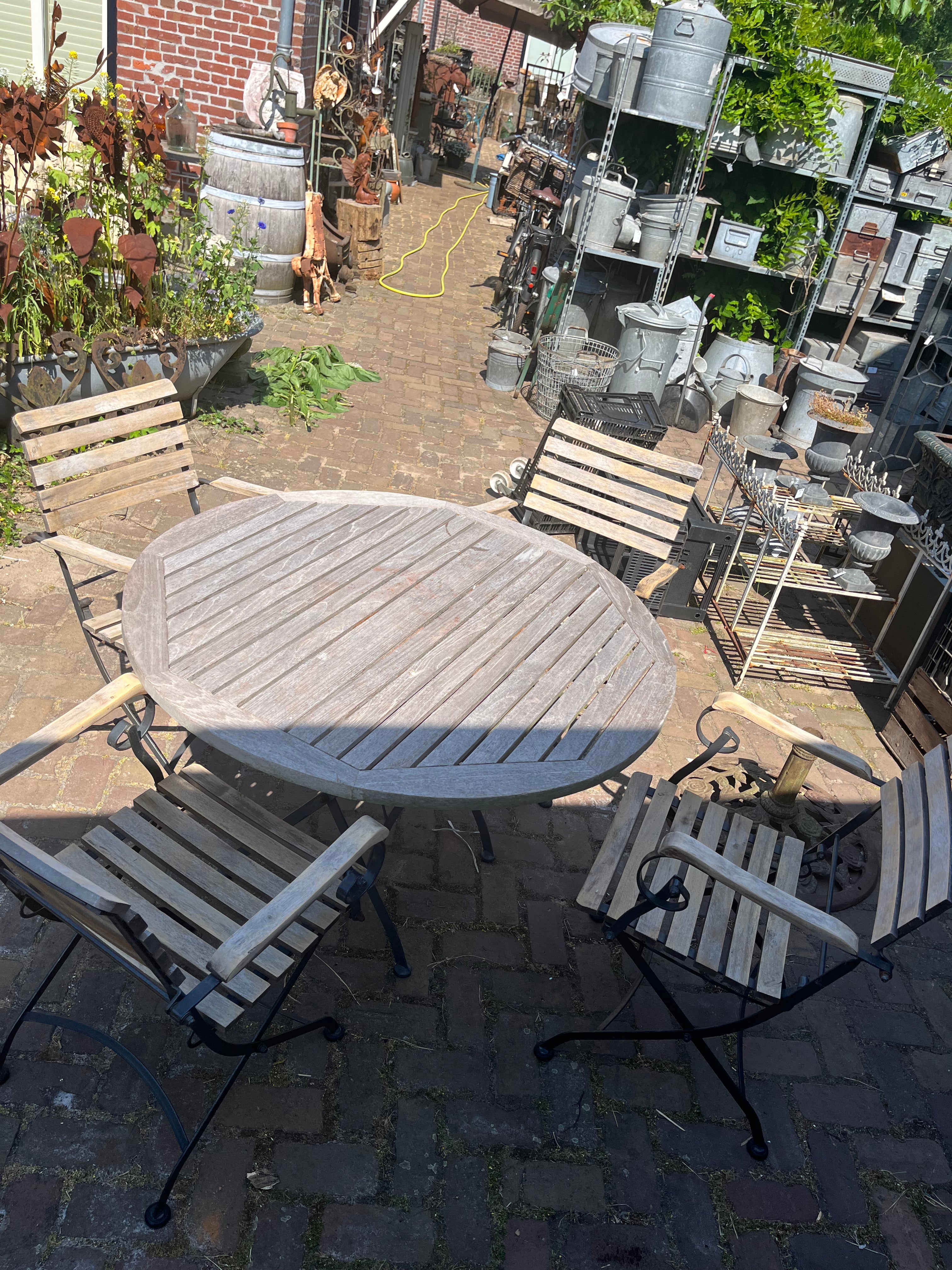 Tuinset inklapbaar tafel met 4 stoelen - Brocante bij Ingie