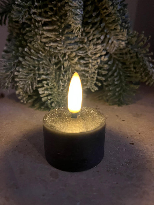 Led waxinelichtjes Set van 2 - kaars zwart - Brocante bij Ingie
