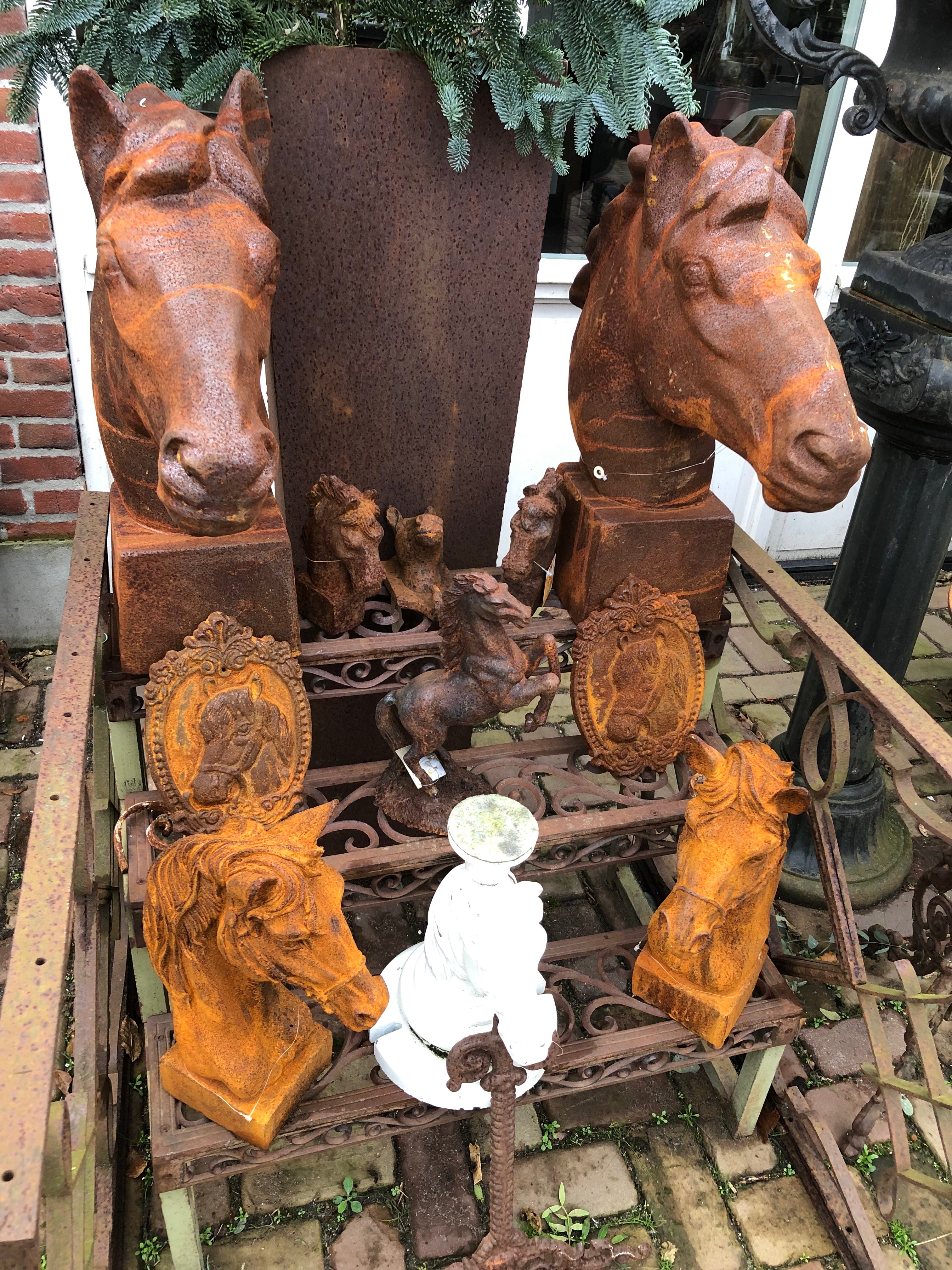 Gietijzeren Paarden hoofd XL - Brocante bij Ingie