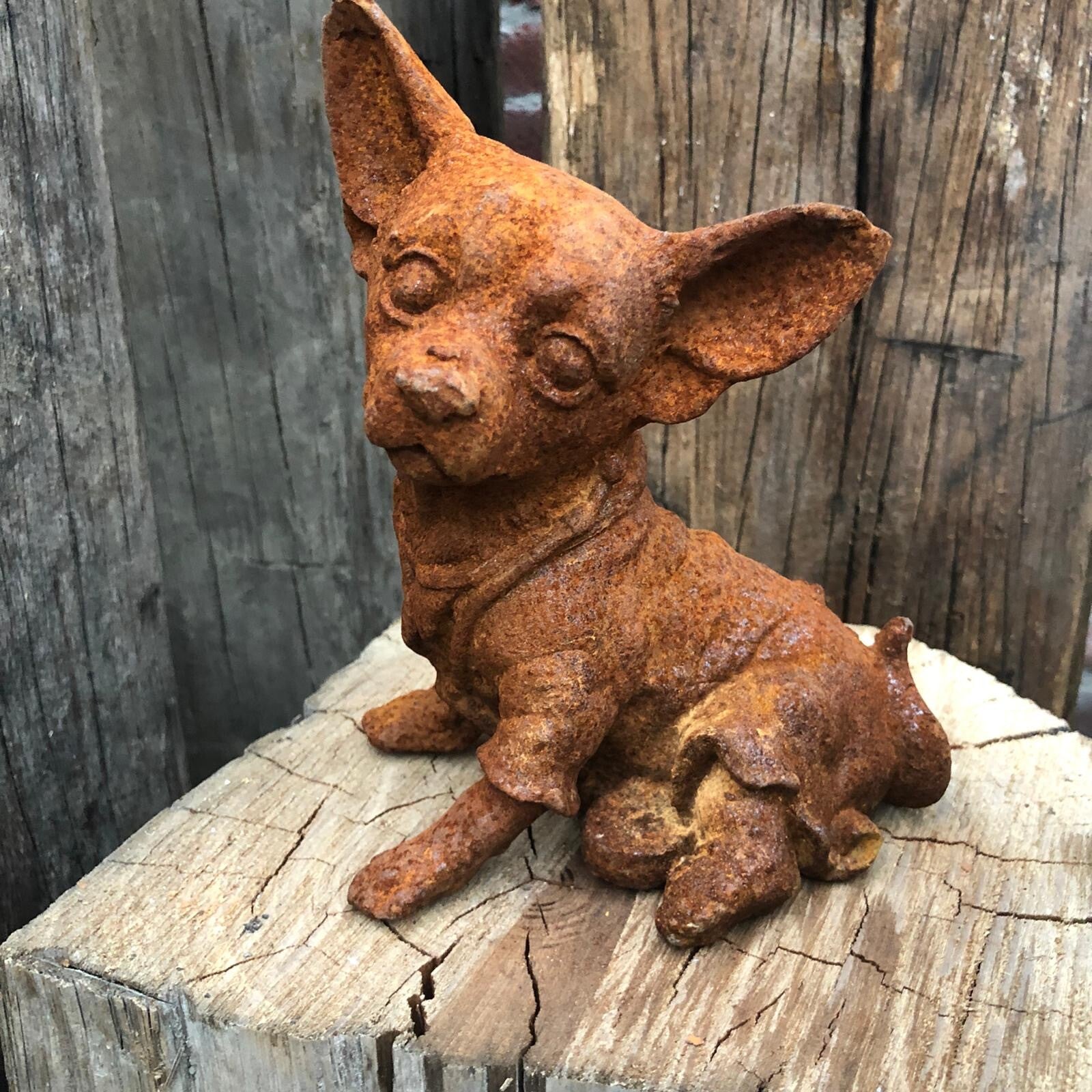 Set van 2: Gietijzeren roest Chiwawa hondjes - Brocante bij Ingie