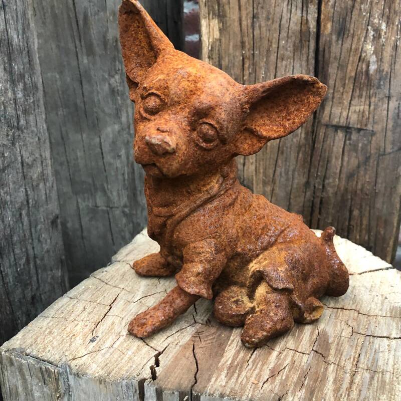 Gietijzeren roest Chiwawa hond - Brocante bij Ingie