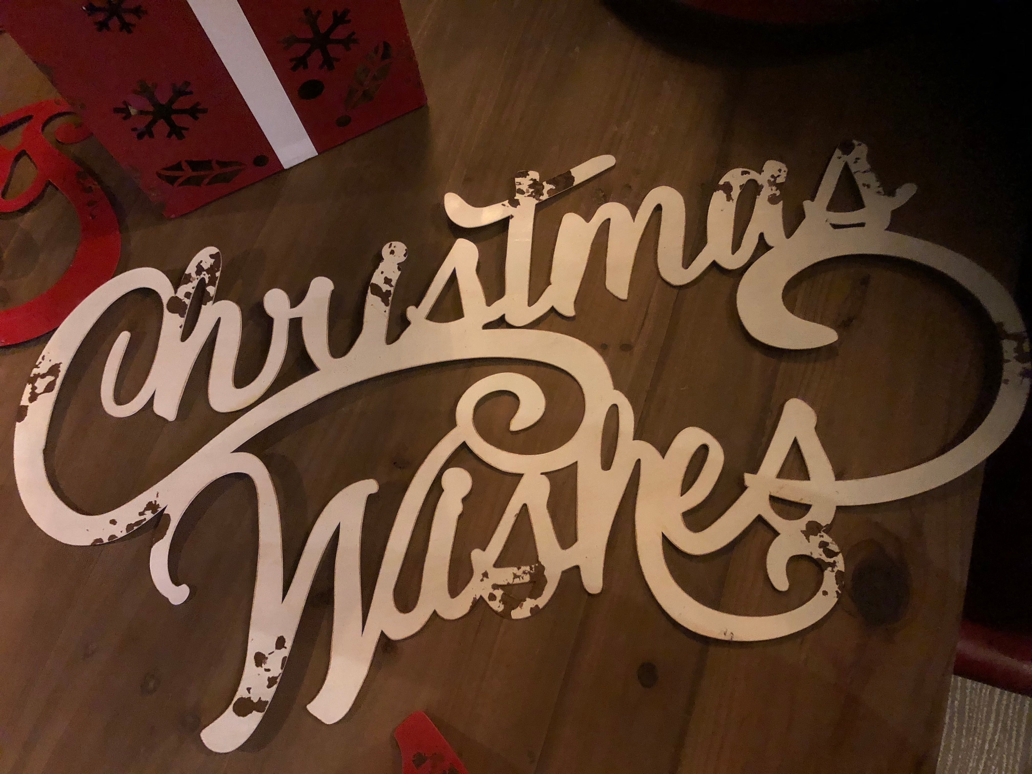 CHRISTMAS WISHES metalen tekst - Brocante bij Ingie