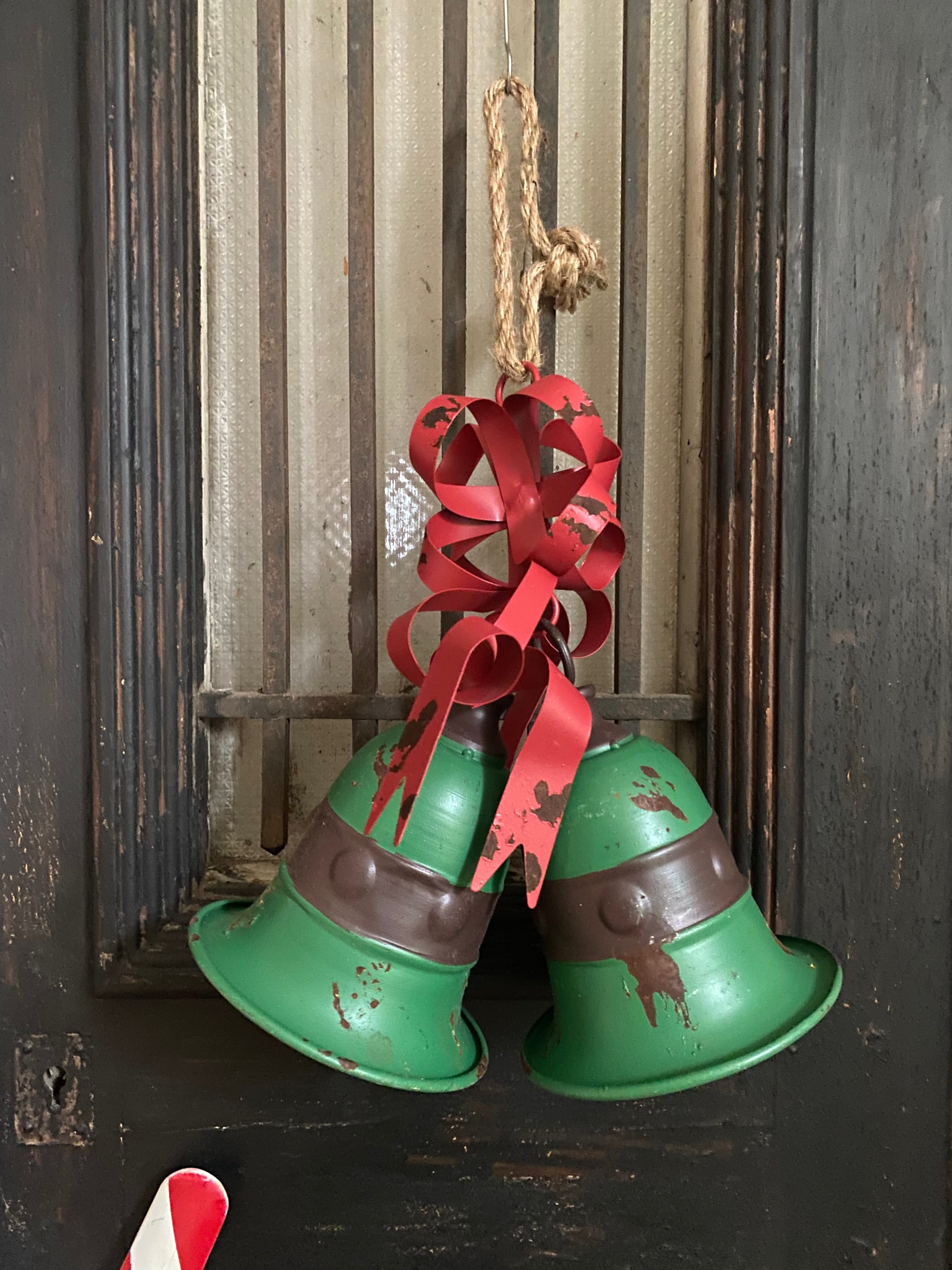 Kerst bellen groen/bruin - Brocante bij Ingie