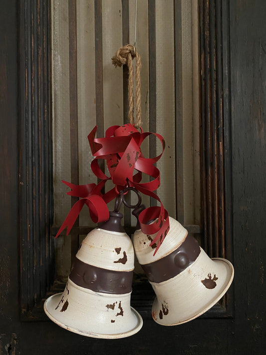 Kerst bellen wit/bruin - Brocante bij Ingie