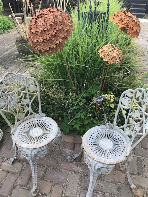 Roest bloem Hortensia op tuinsteker - klein - Brocante bij Ingie