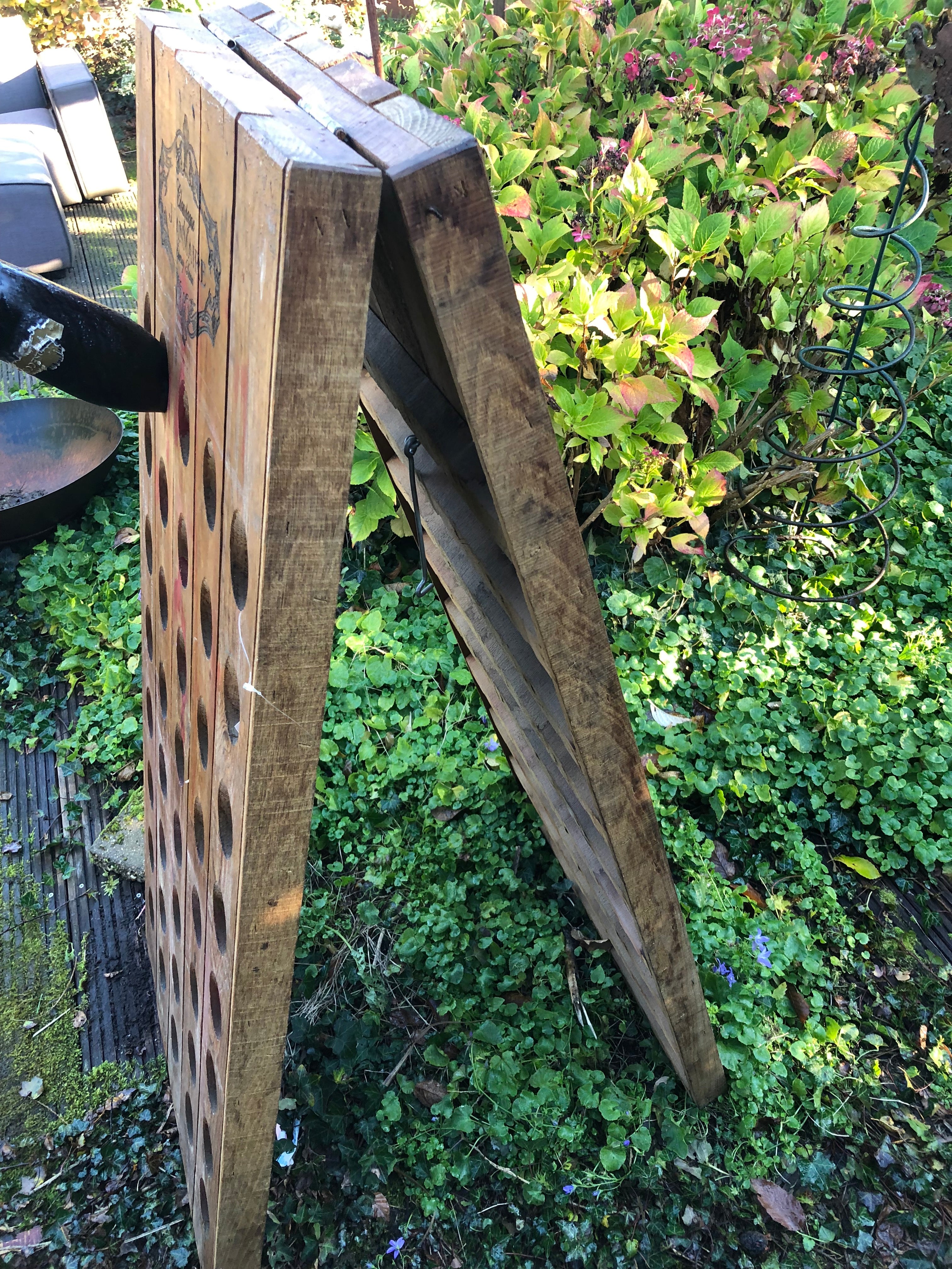 Dubbel houten pupitre champagne EPERNAY wijn rek - Brocante bij Ingie
