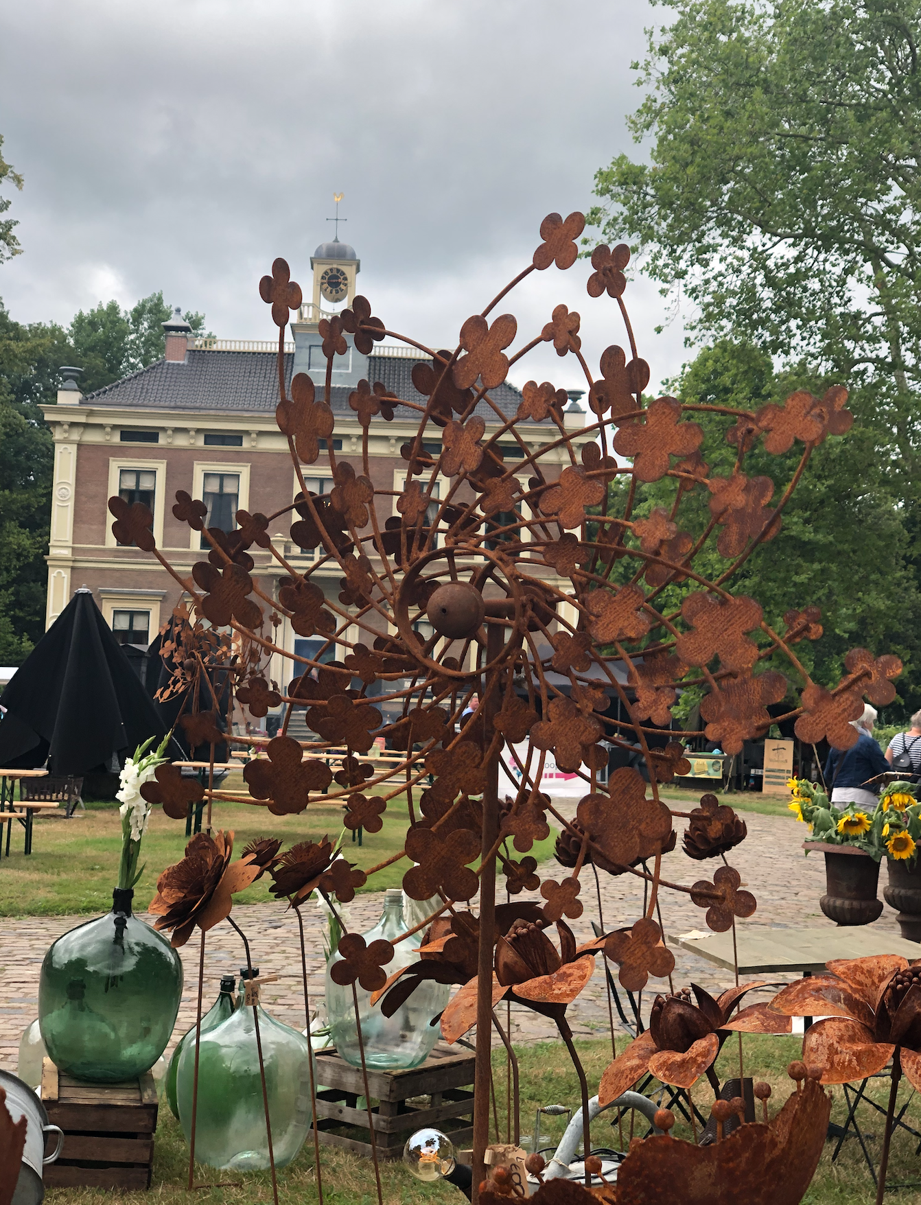 Roest windmolen klavertje 4 op tuinsteker - Brocante bij Ingie