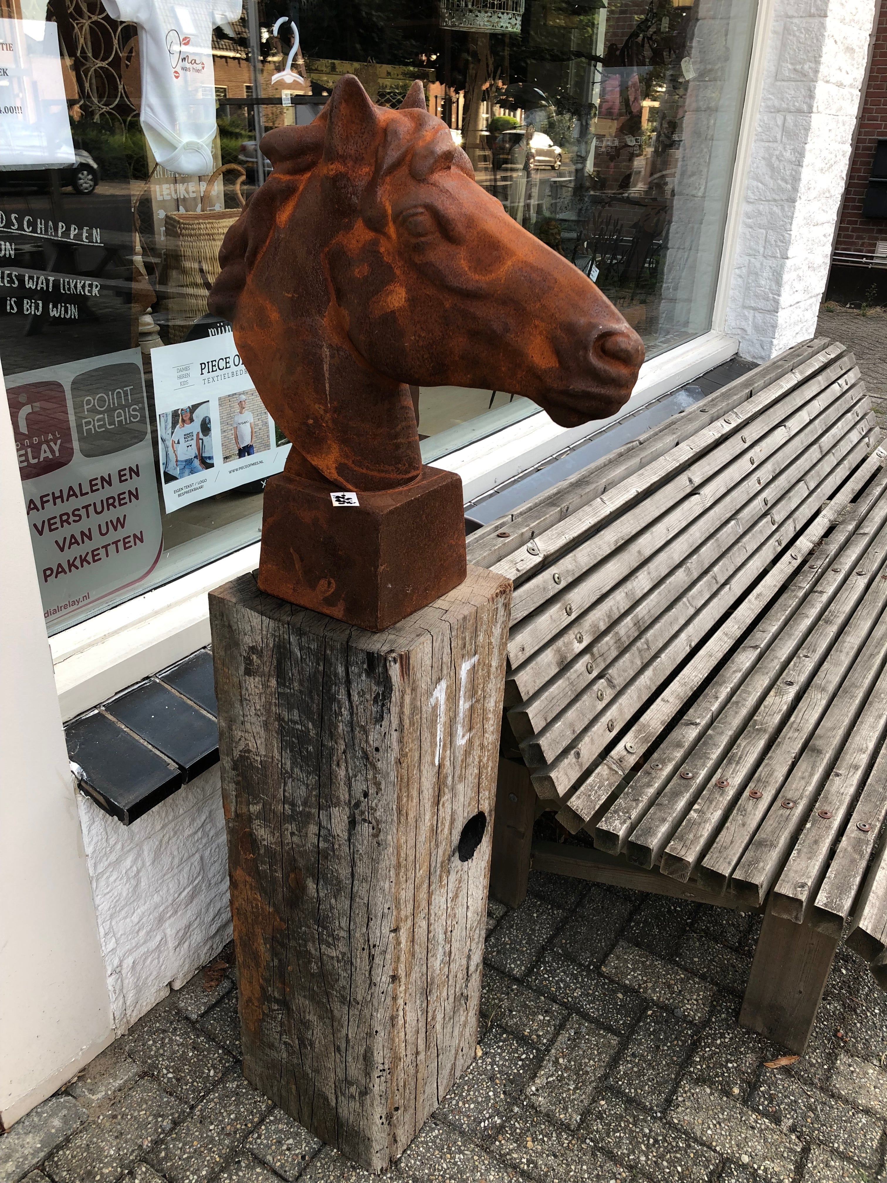 Gietijzeren Paarden hoofd XL - Brocante bij Ingie