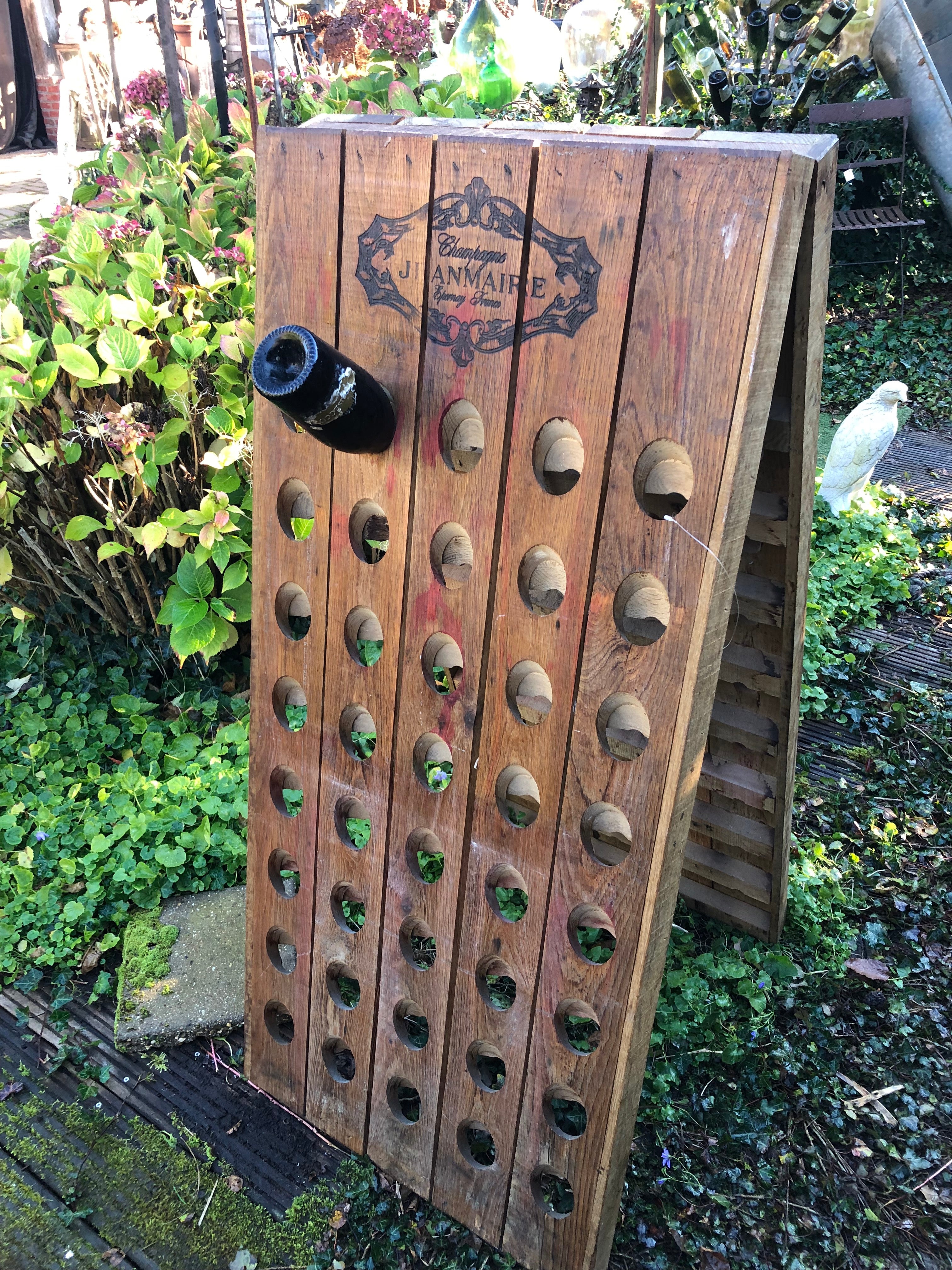 Dubbel houten pupitre champagne EPERNAY wijn rek - Brocante bij Ingie