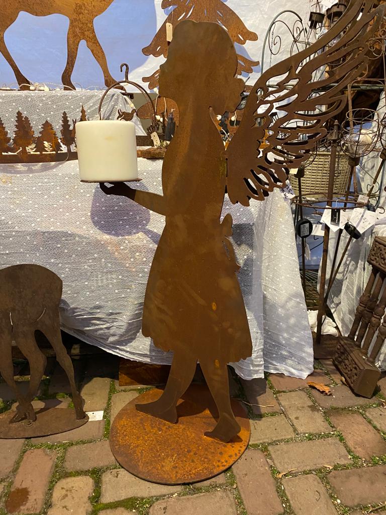 prachtige grote XXL engel van ECO roest - Brocante bij Ingie