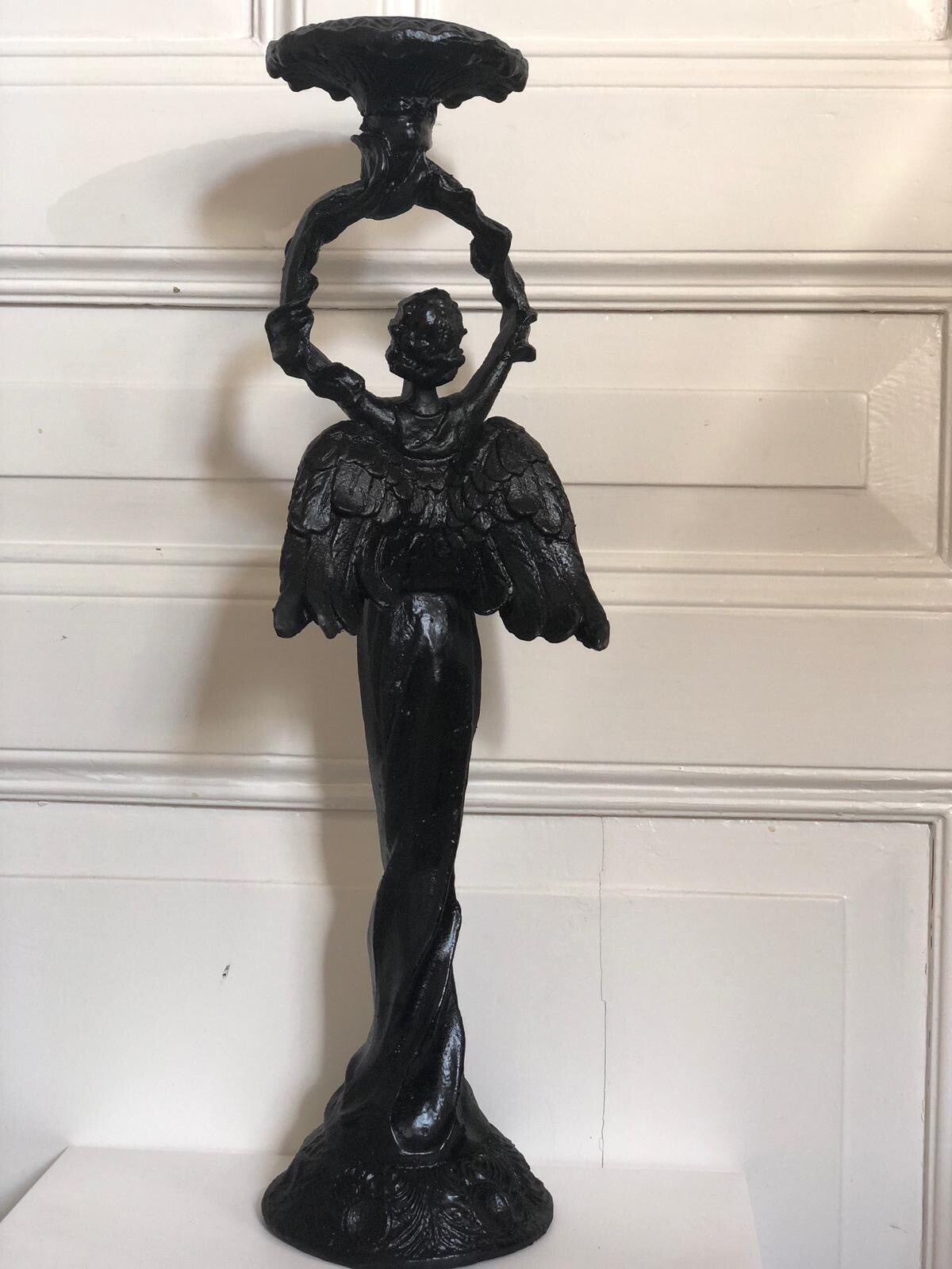 Zwaar gietijzeren engel kandelaar - Brocante bij Ingie