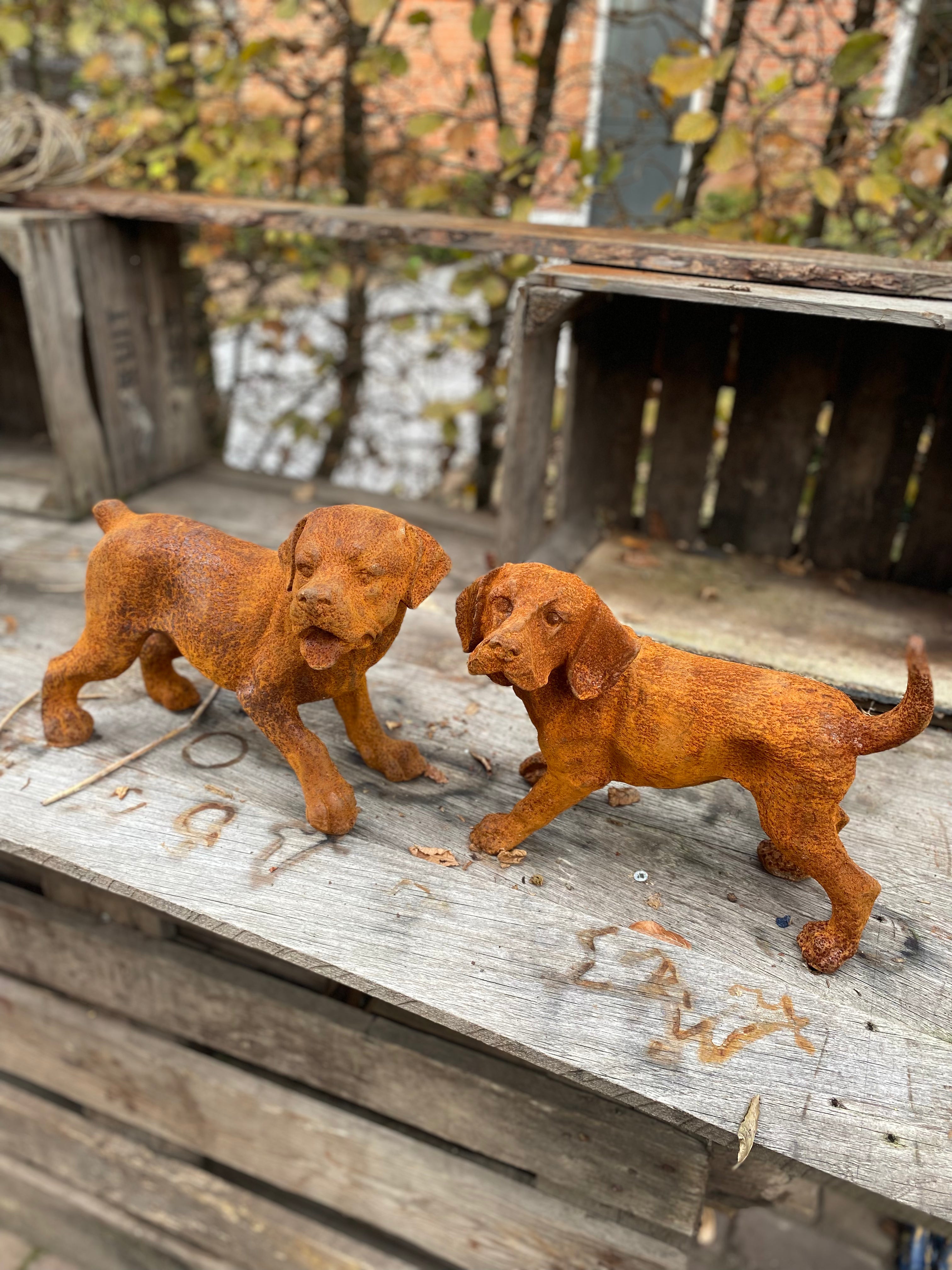 hond van gietijzer met tong uit de bek - Brocante bij Ingie