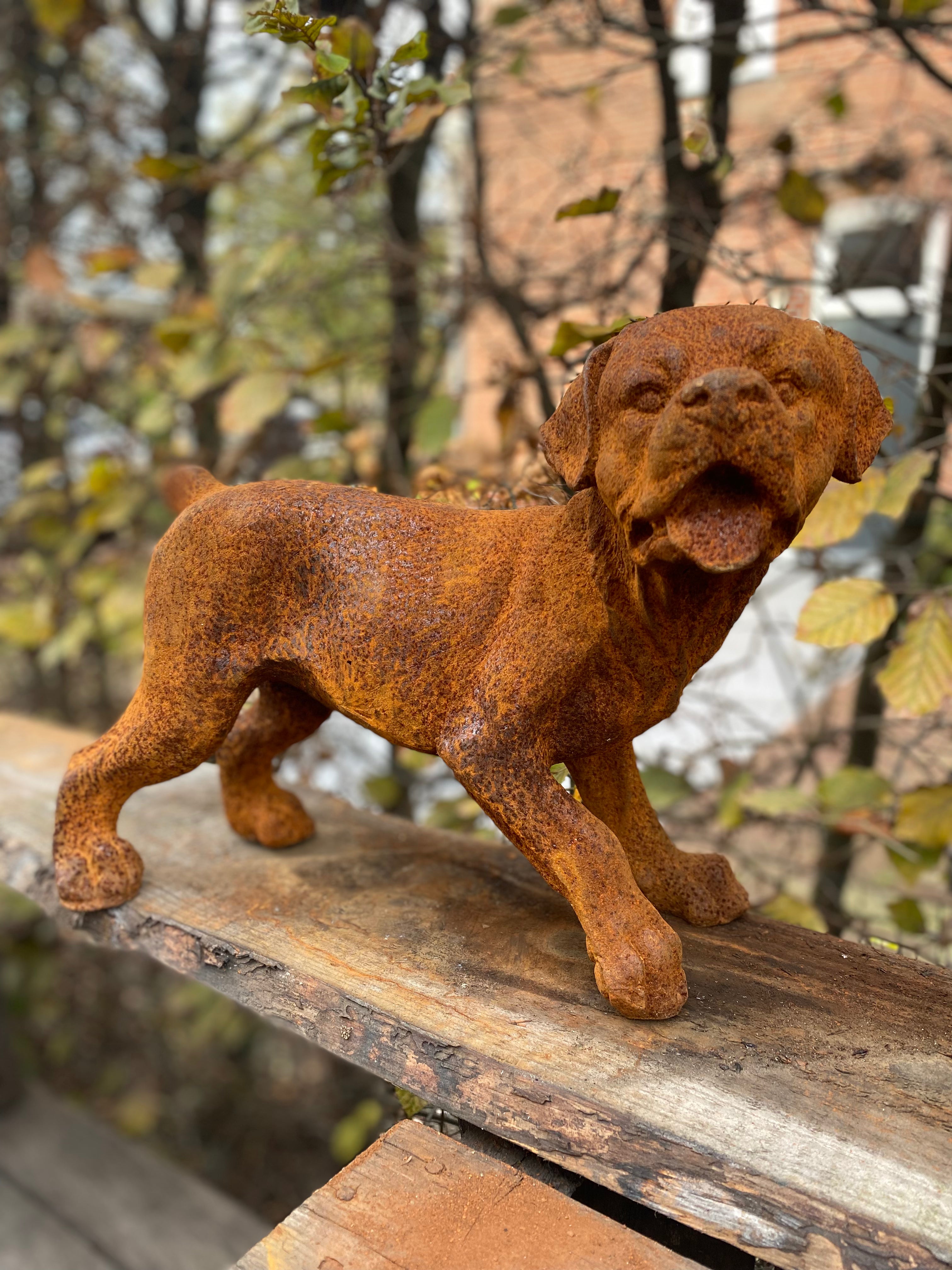 hond van gietijzer met tong uit de bek - Brocante bij Ingie