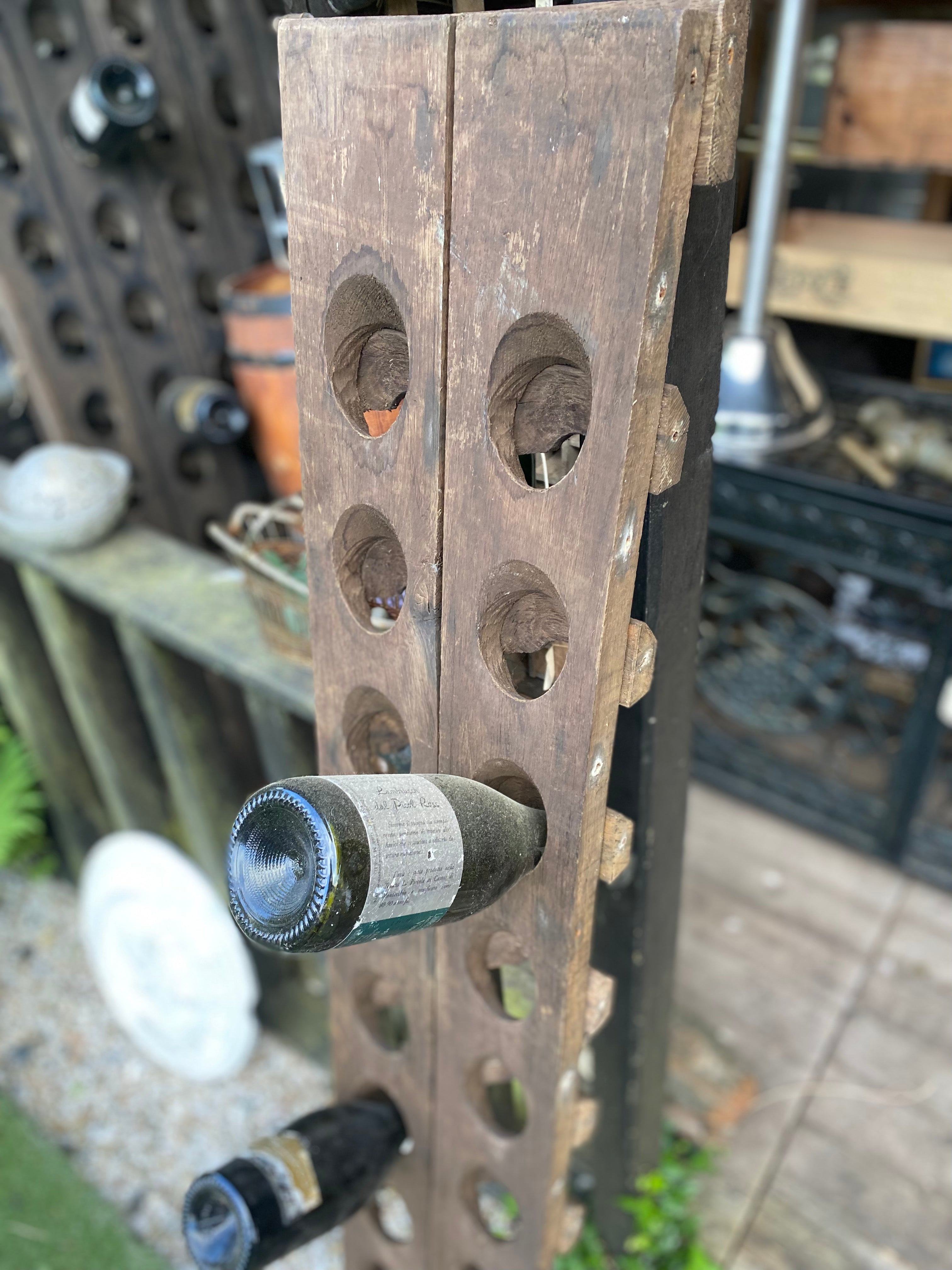 originele frans houten wijn rek, pupitre deel voor 20 flessen - Brocante bij Ingie