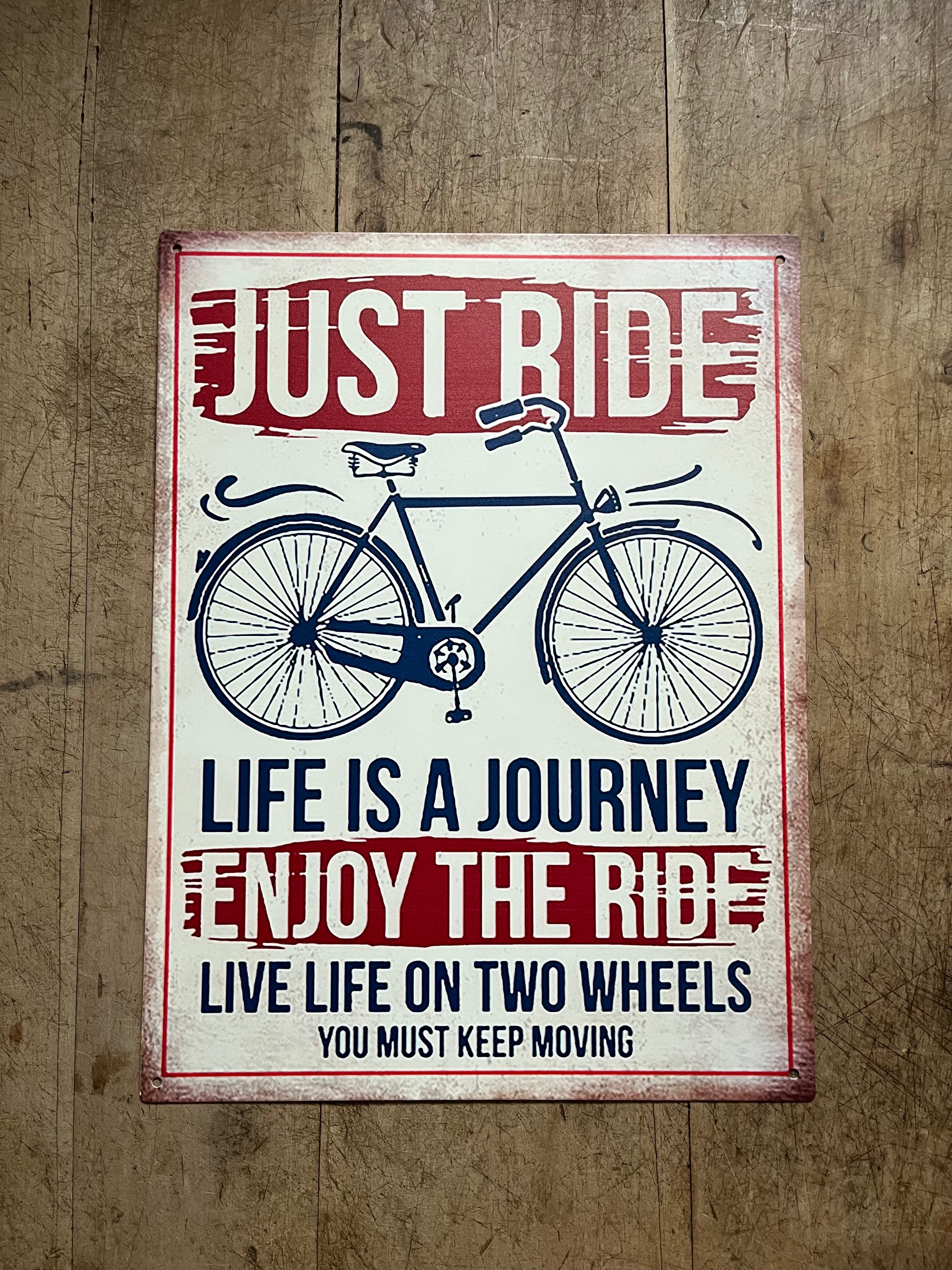 tekstbord metaal humor; FIETSEN - Brocante bij Ingie
