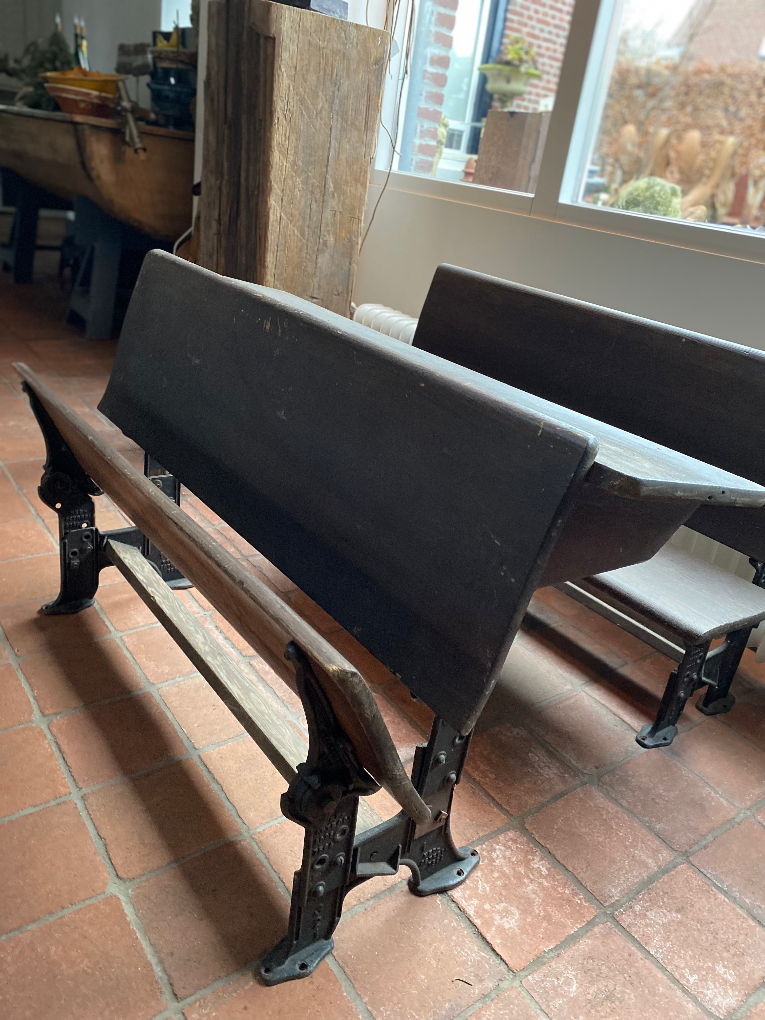 Antieke dubbele school bank uit 1920 - Brocante bij Ingie