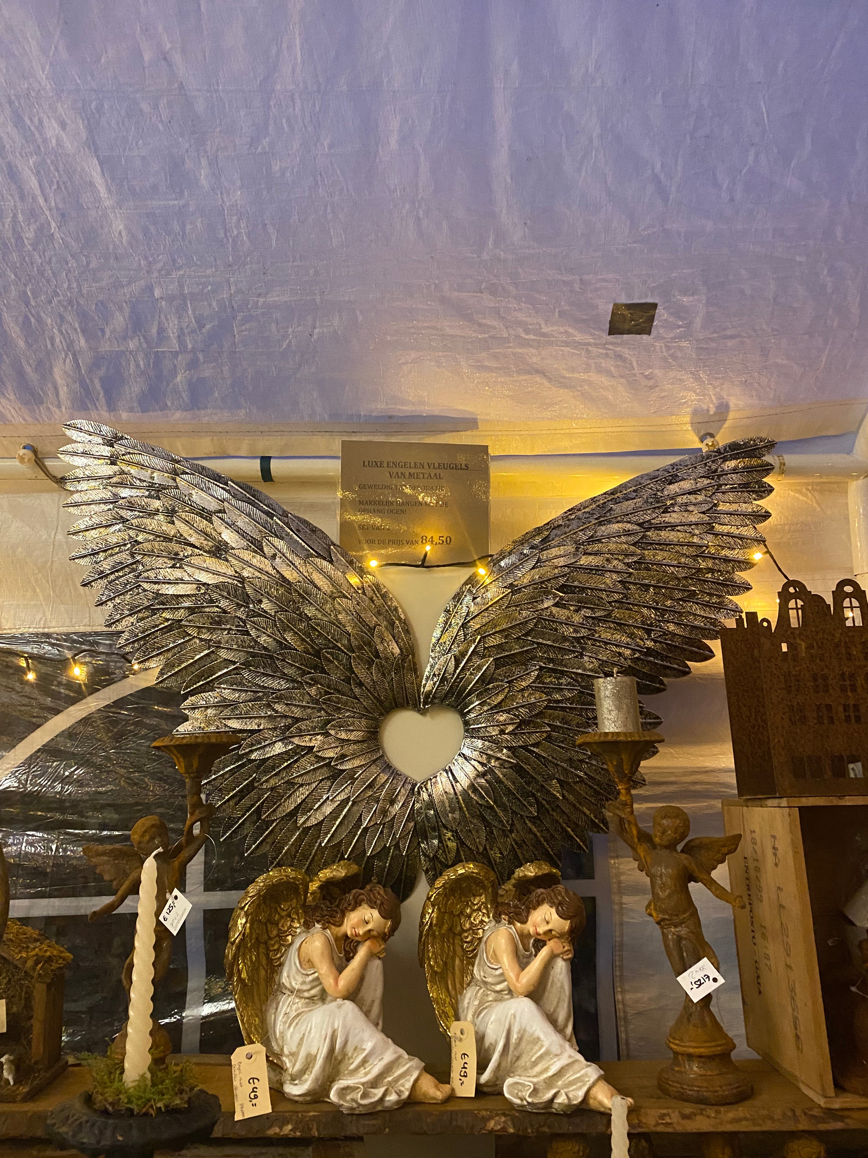 Prachtige grote metalen engelen vleugel set - Brocante bij Ingie