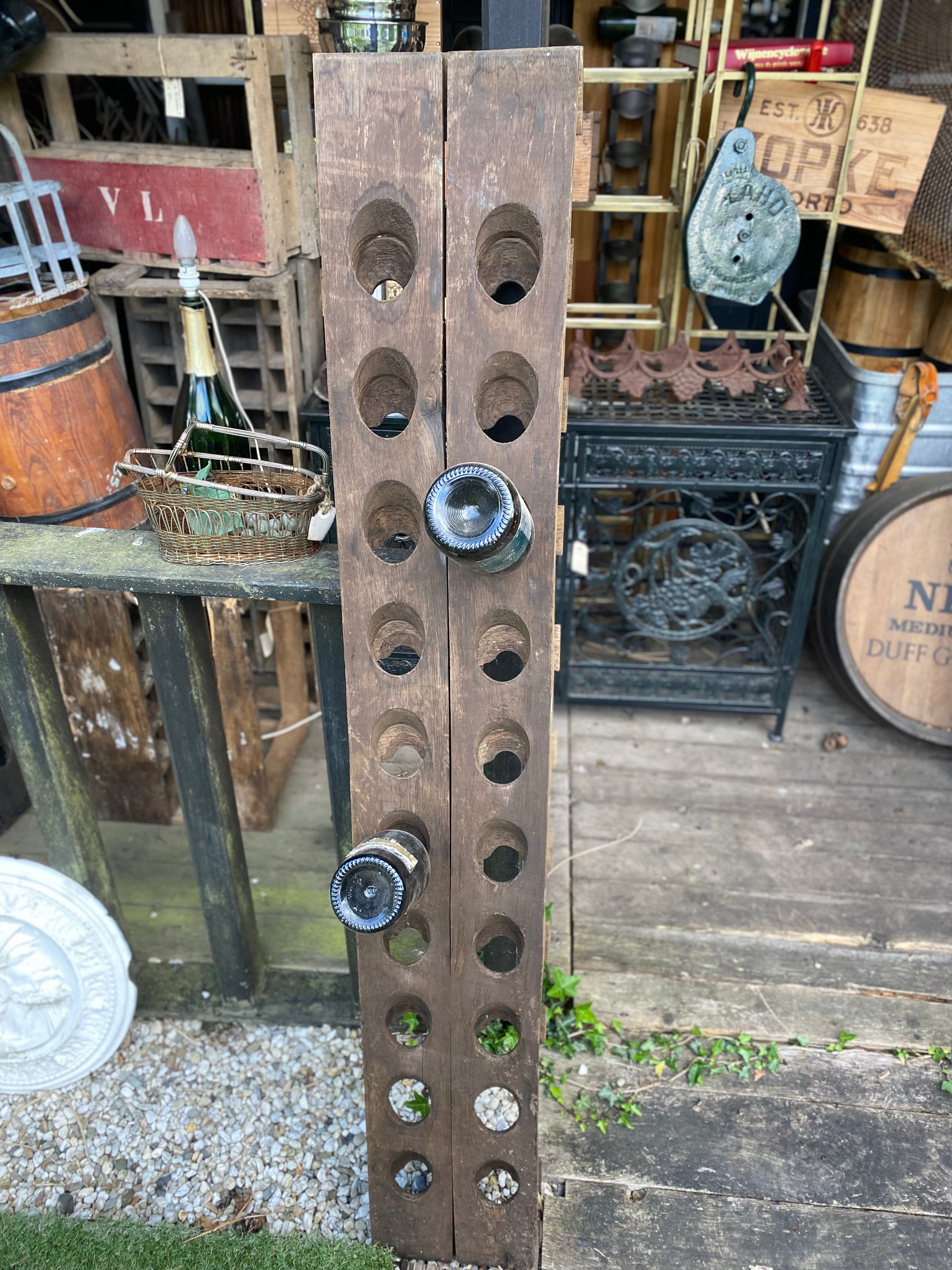 originele frans houten wijn rek, pupitre deel voor 20 flessen - Brocante bij Ingie