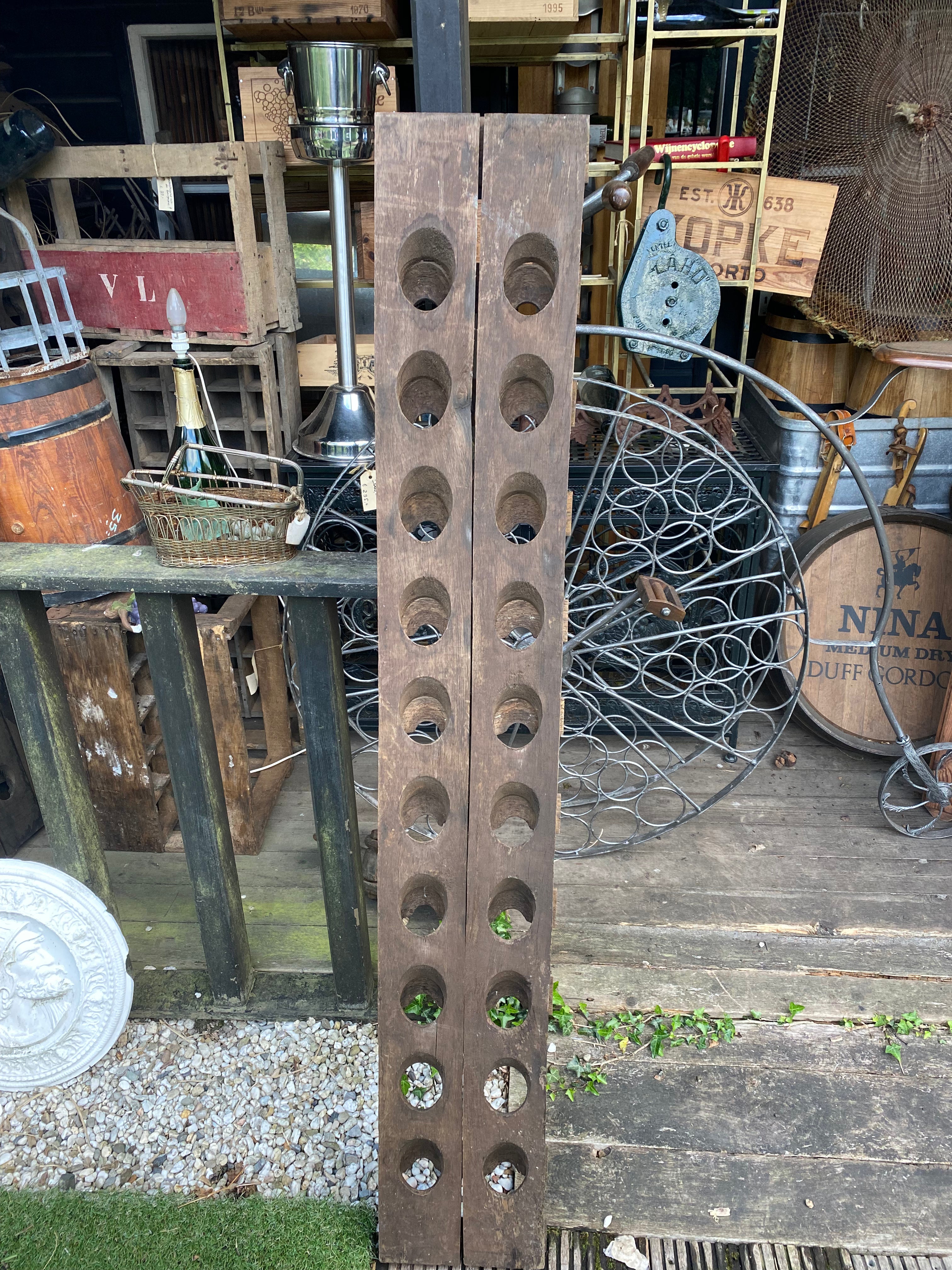 originele frans houten wijn rek, pupitre deel voor 20 flessen - Brocante bij Ingie