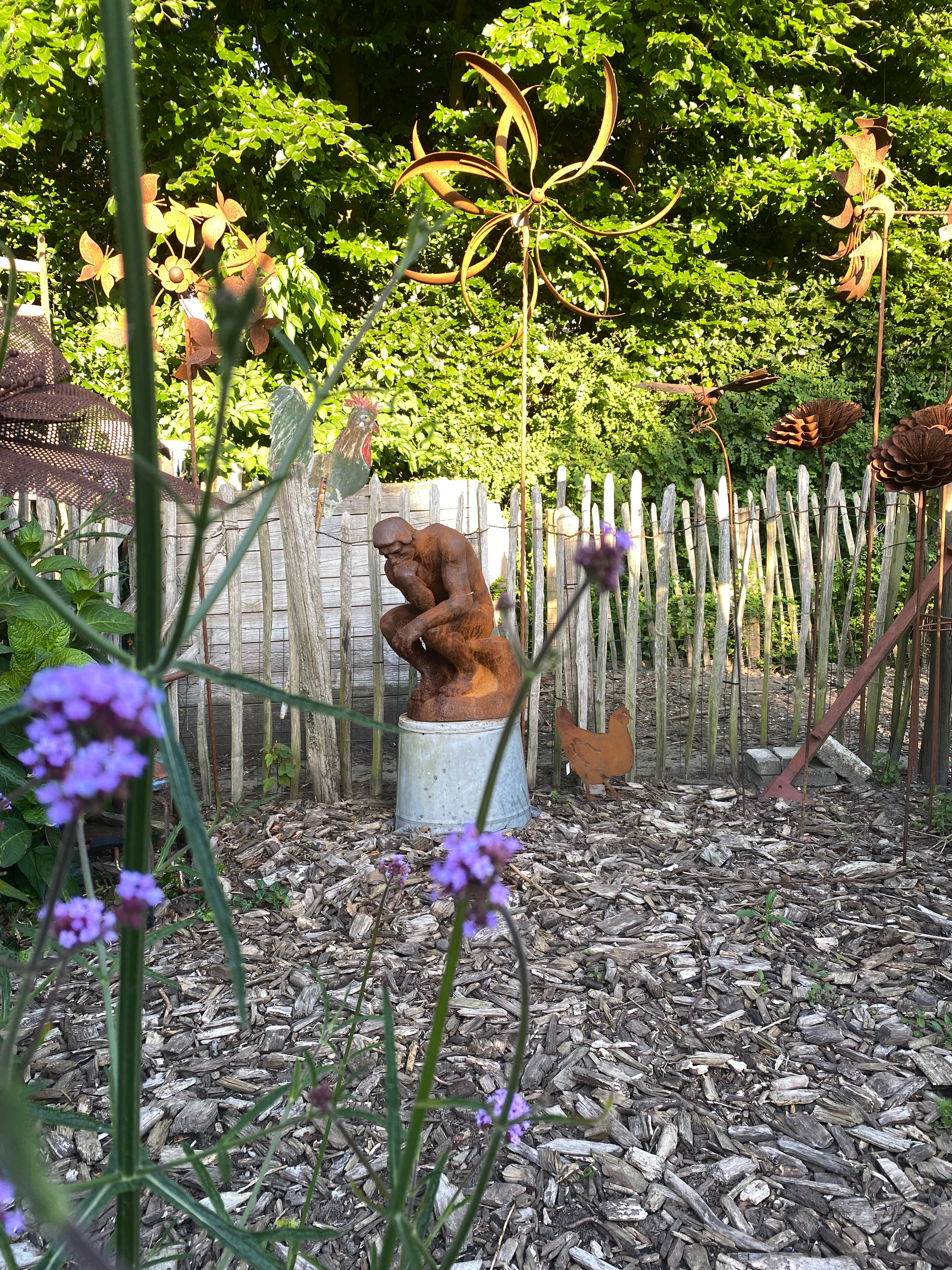 Gietijzeren tuinbeeld DE DENKER van Rodin - Brocante bij Ingie